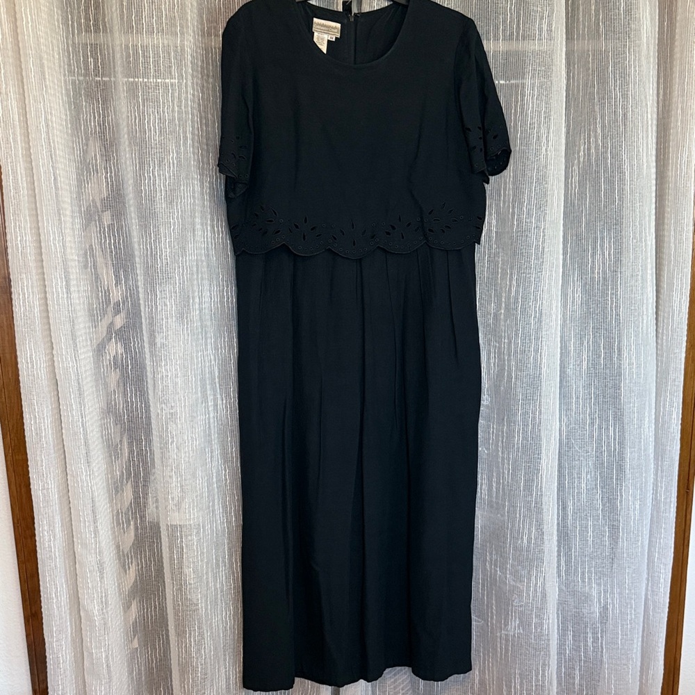 Coldwater Creek Black Midi Dress with Eyelet Detail